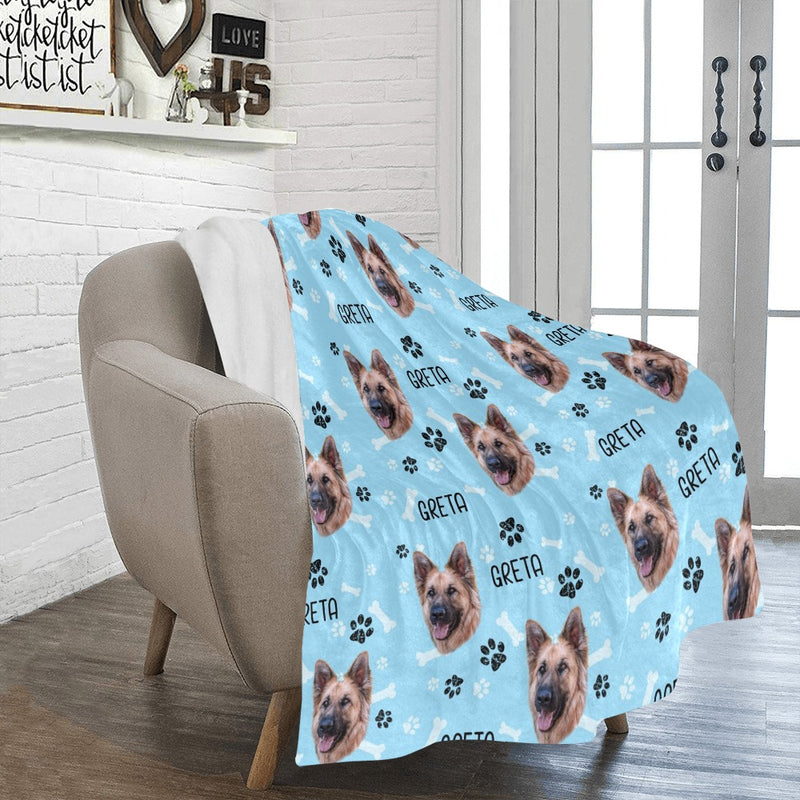 Custom Pet Photo Pattern Paw Prints, Gift For Dog Lovers - Personalized Blanket