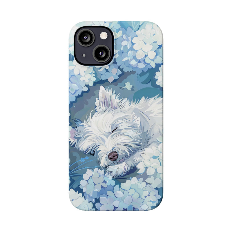 West Highland White Terrier with Flowers Slim iPhone Cases