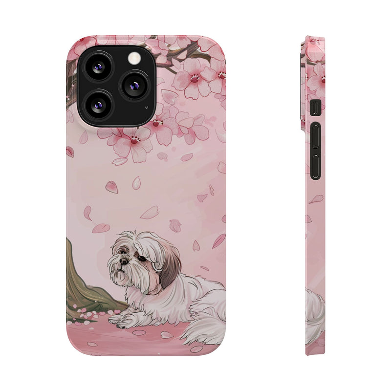 Shih Tzu with Flowers Slim iPhone Cases