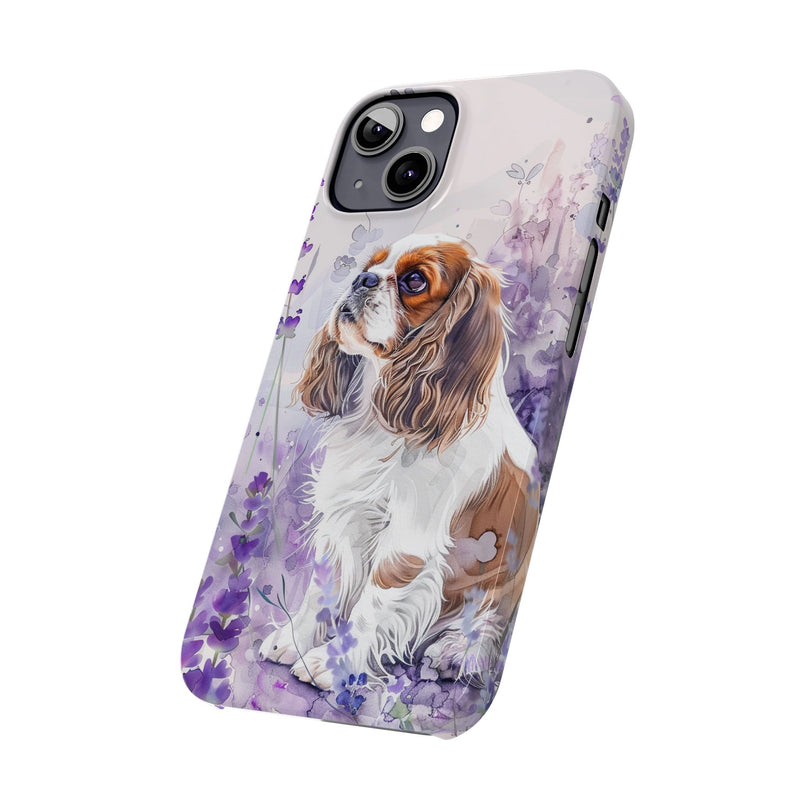 Cavalier King Charles Spaniel with Flowers Slim Phone Cases