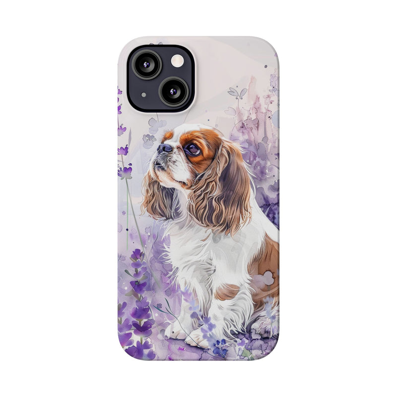 Cavalier King Charles Spaniel with Flowers Slim Phone Cases