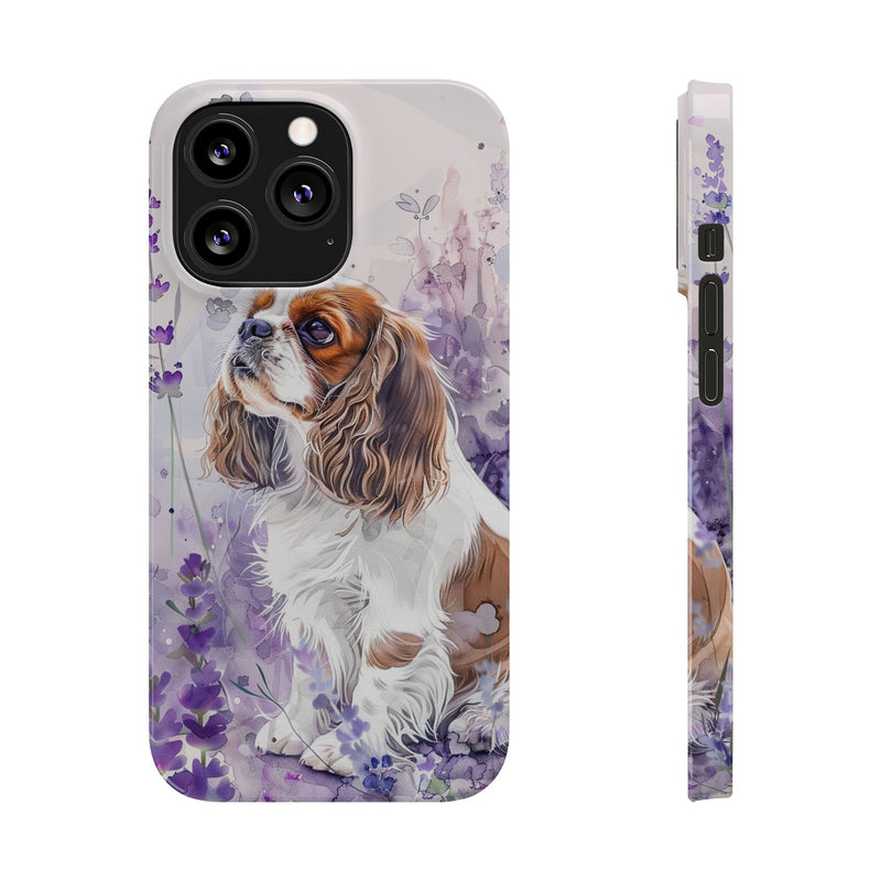 Cavalier King Charles Spaniel with Flowers Slim Phone Cases