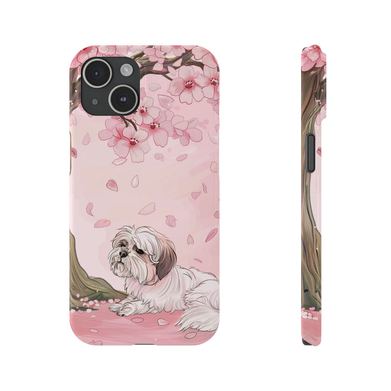 Shih Tzu with Flowers Slim iPhone Cases