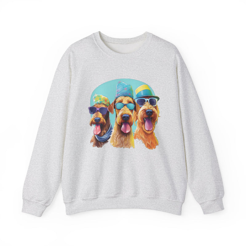 Airedales in Quirky Hats & Sunglasses T-Shirt | Fun Whimsical Design