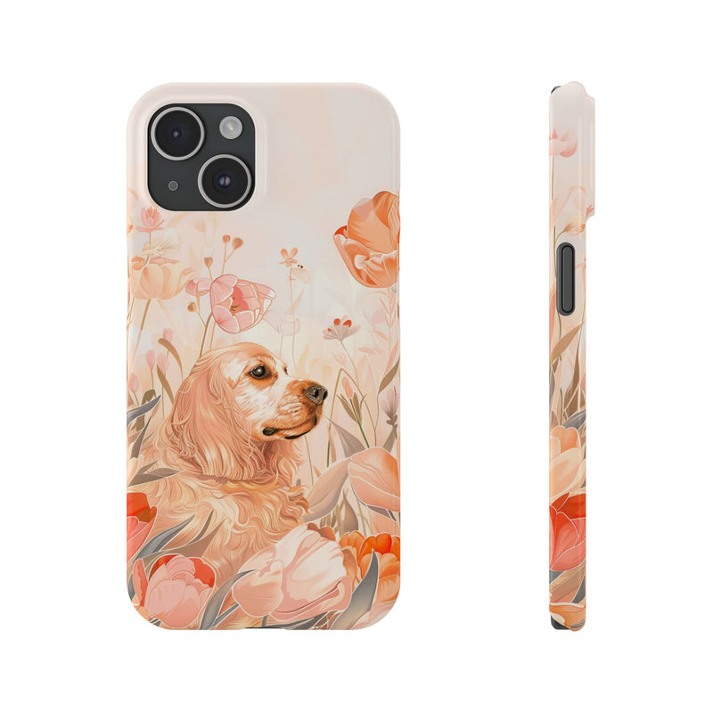 Cocker Spaniel with Flowers iPhone Slim Phone Cases