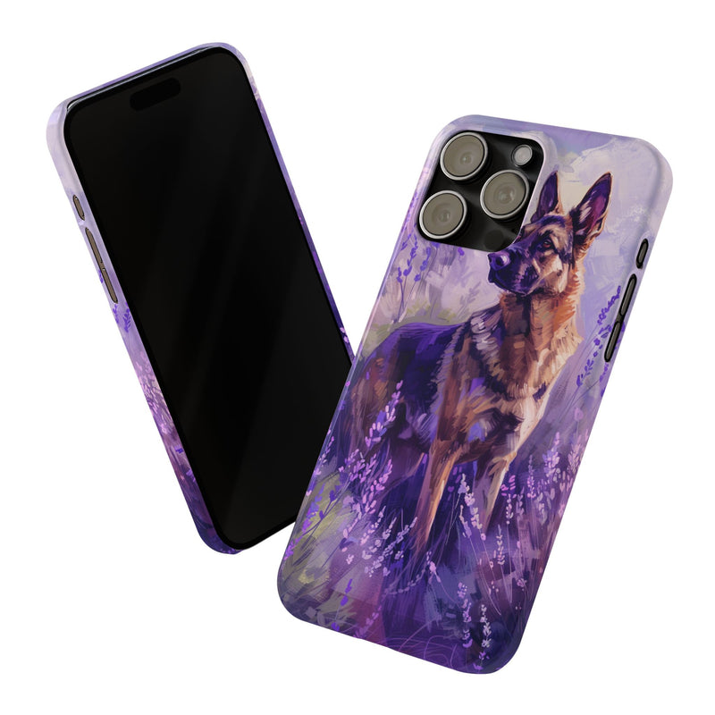 German Shepherd Dog with Flowers Slim iPhone Cases