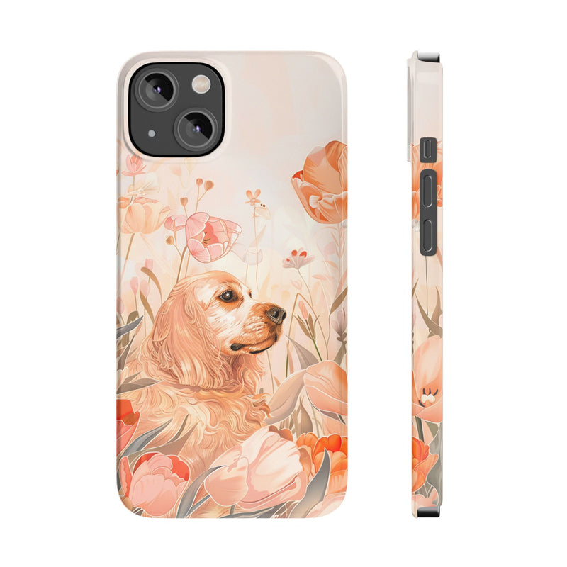 Cocker Spaniel with Flowers iPhone Slim Phone Cases