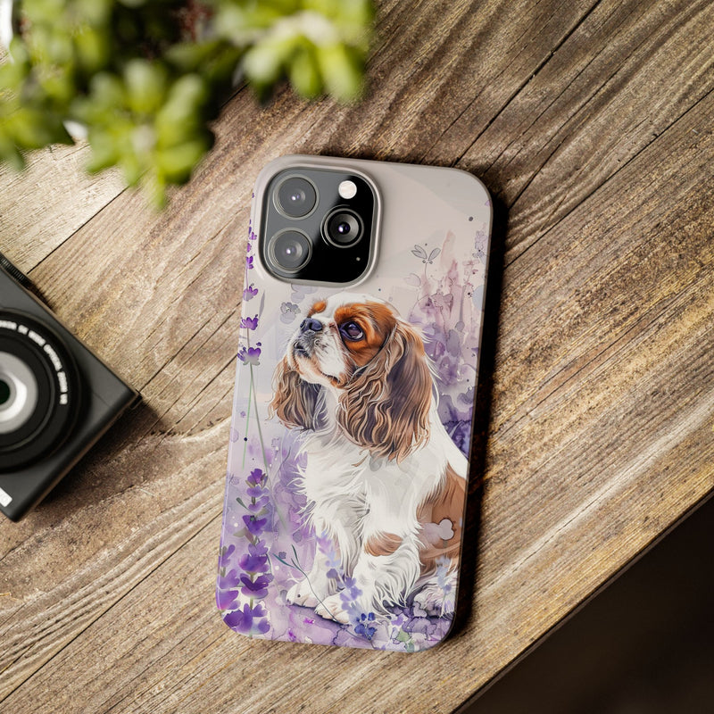 Cavalier King Charles Spaniel with Flowers Slim Phone Cases