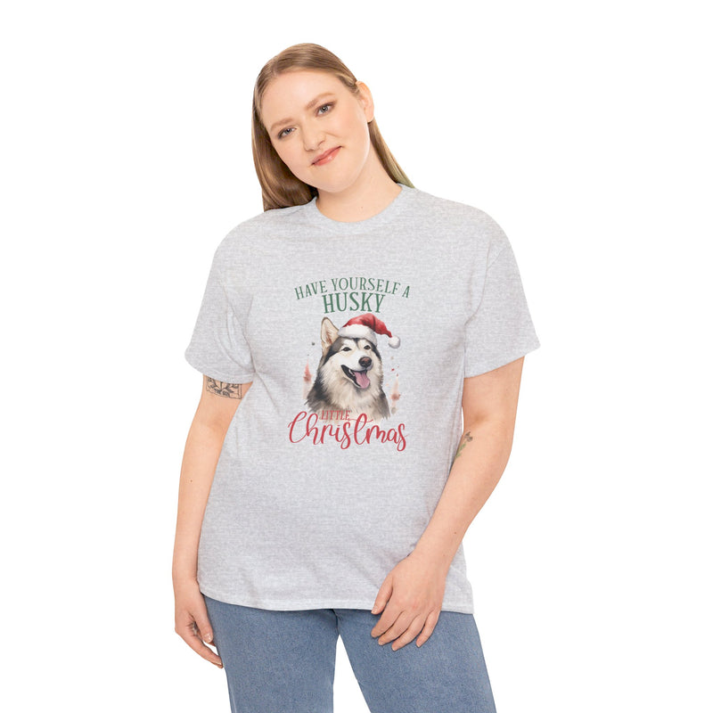 Have Yourself Husky Christmas Unisex Heavy Cotton Tee | Siberian Husky Christmas Gift