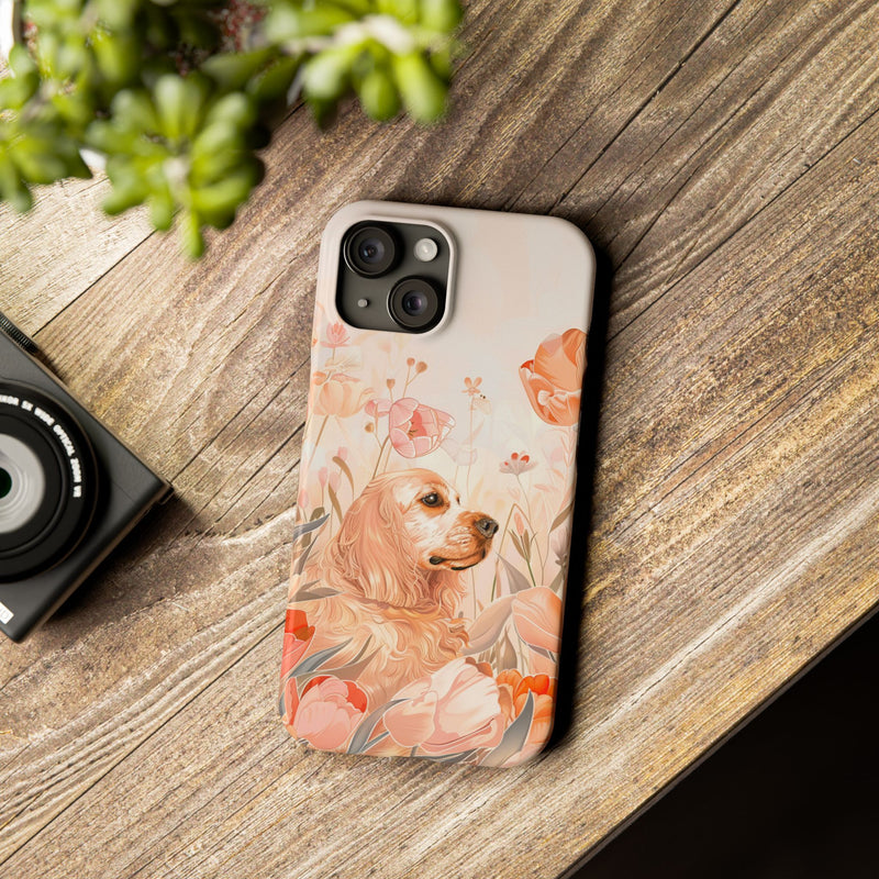 Cocker Spaniel with Flowers iPhone Slim Phone Cases