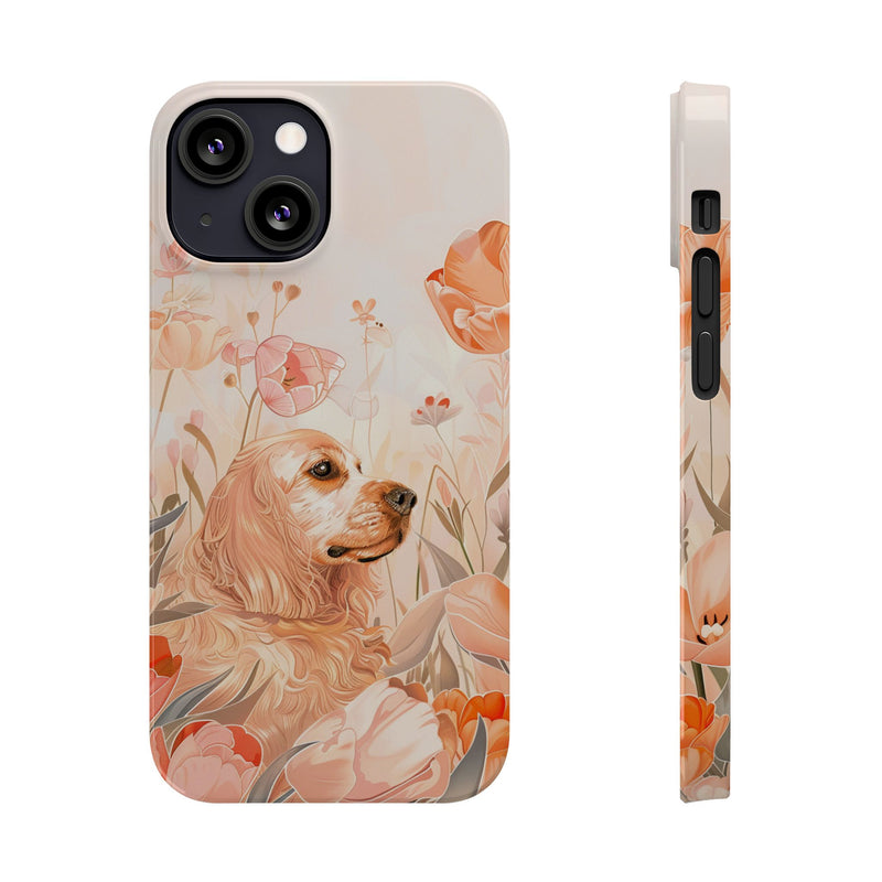 Cocker Spaniel with Flowers iPhone Slim Phone Cases