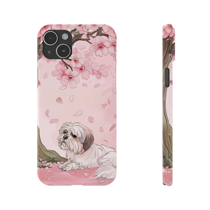 Shih Tzu with Flowers Slim iPhone Cases