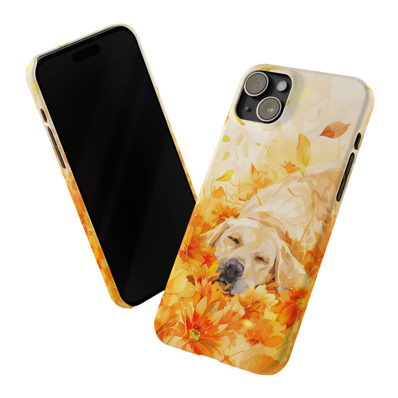 Labrador with Flowers Slim Phone Cases