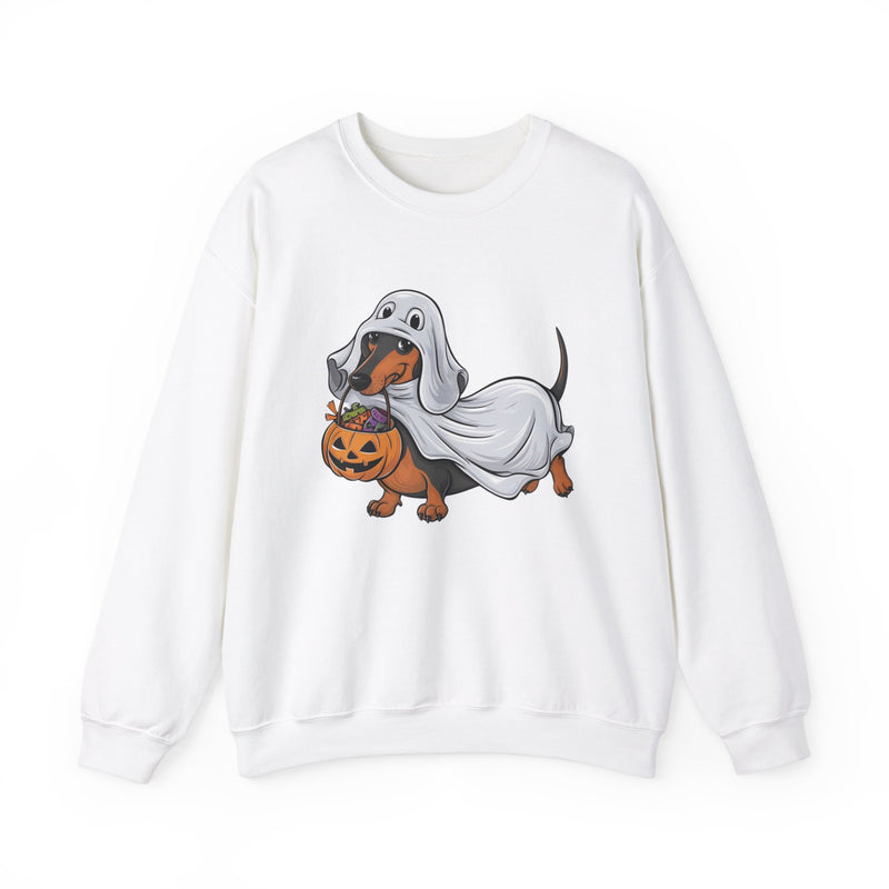 Dachshund Halloween Sweatshirt – Cute Dog with Pumpkin & Boo Text