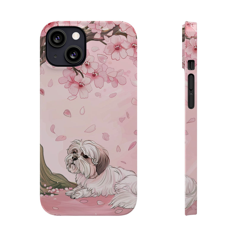 Shih Tzu with Flowers Slim iPhone Cases