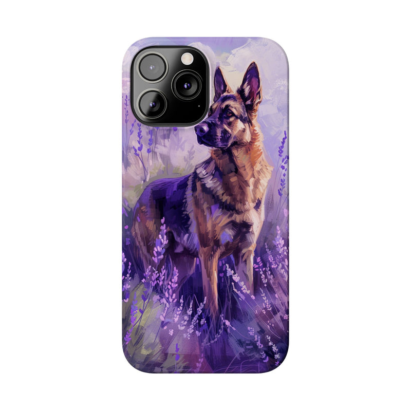 German Shepherd Dog with Flowers Slim iPhone Cases