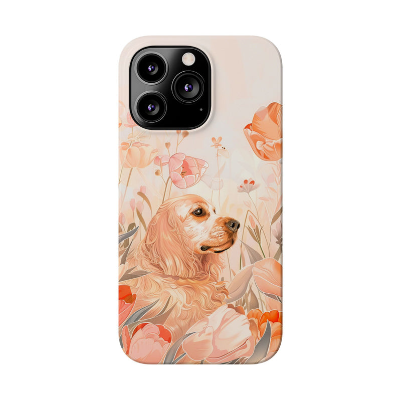 Cocker Spaniel with Flowers iPhone Slim Phone Cases