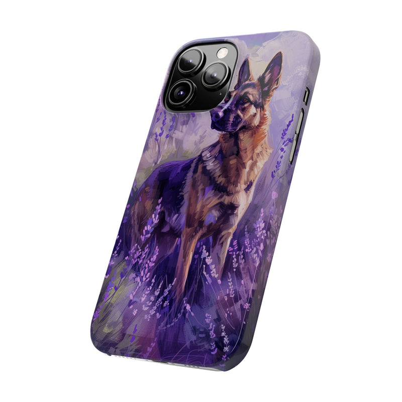 German Shepherd Dog with Flowers Slim iPhone Cases