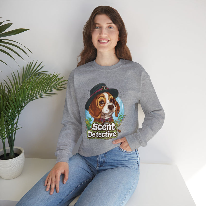 Scent Detective Beagle Unisex Crewneck Sweatshirt – Dog in Detective Hat