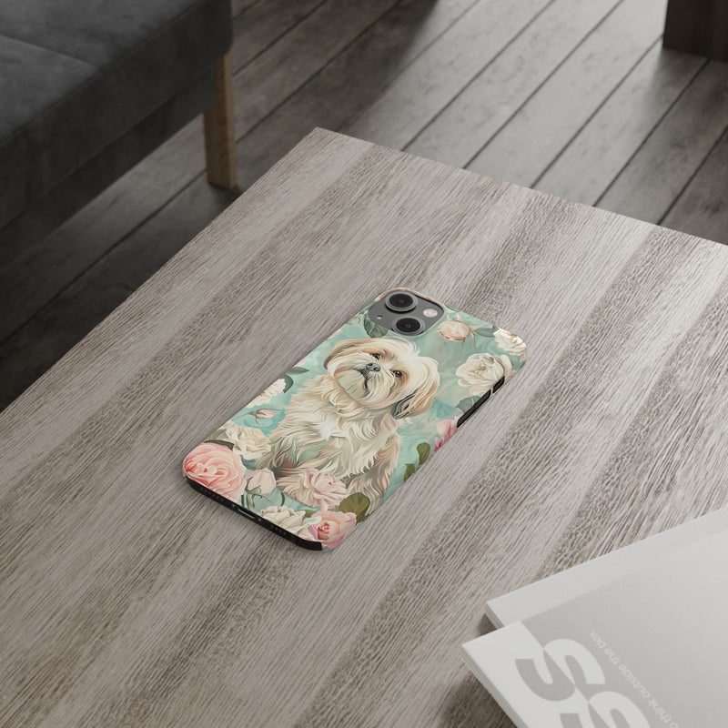 Havanese with Flowers Slim iPhone Cases