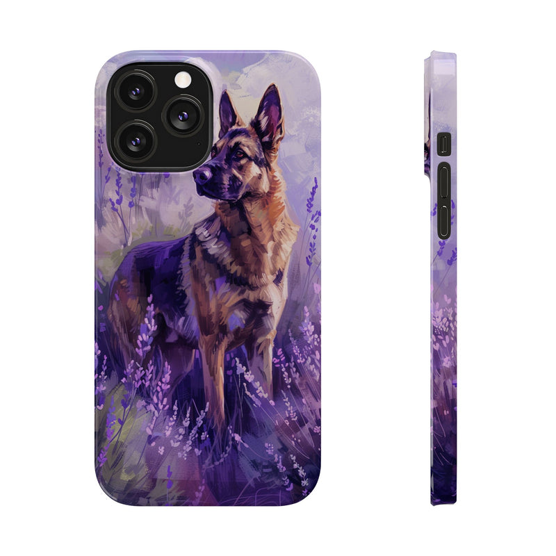 German Shepherd Dog with Flowers Slim iPhone Cases