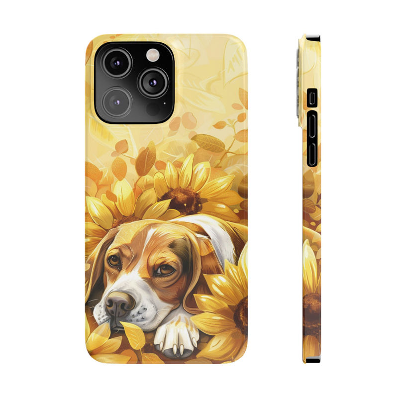 Beagle with Sunflowers i-Phone Cases