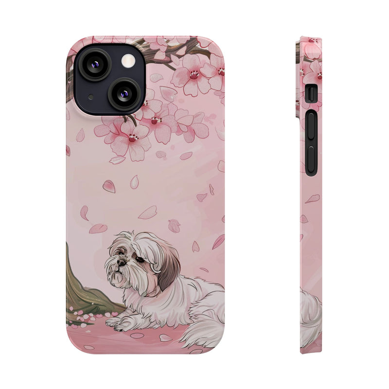 Shih Tzu with Flowers Slim iPhone Cases