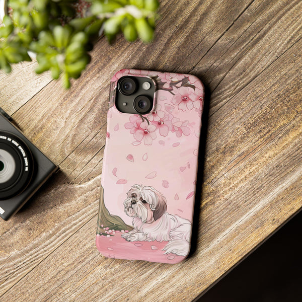 Shih Tzu with Flowers Slim iPhone Cases