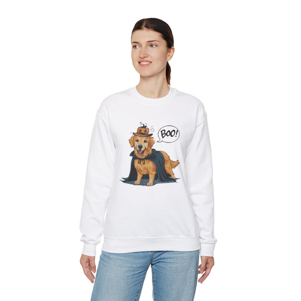 Golden Retriever Halloween Sweatshirt – Cute Dog with Boo Text