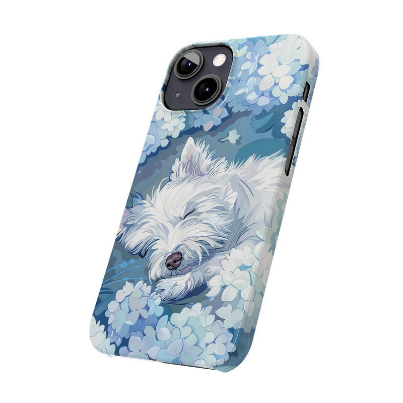 West Highland White Terrier with Flowers Slim iPhone Cases