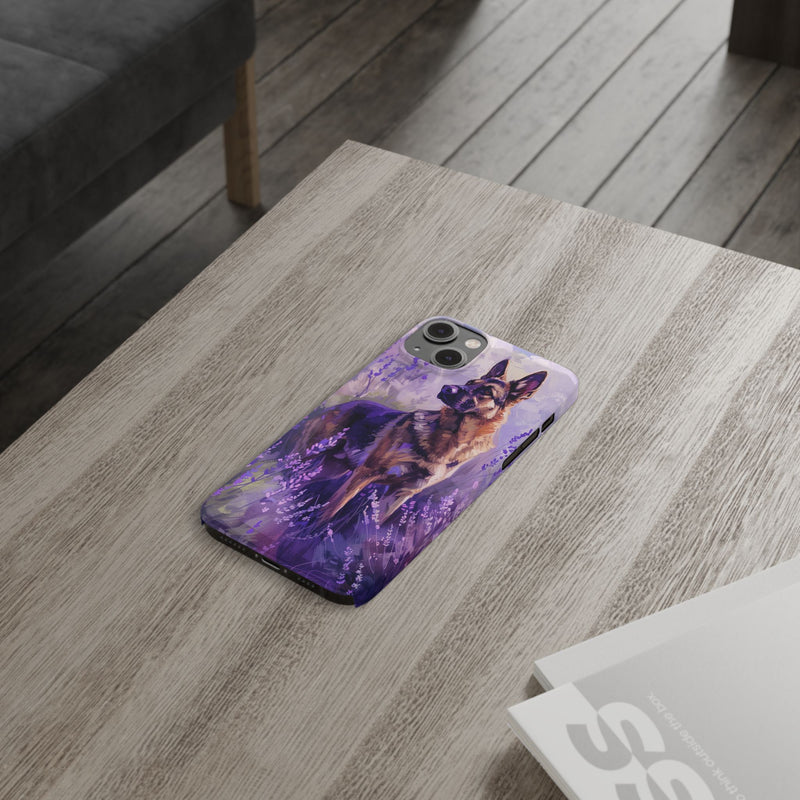 German Shepherd Dog with Flowers Slim iPhone Cases