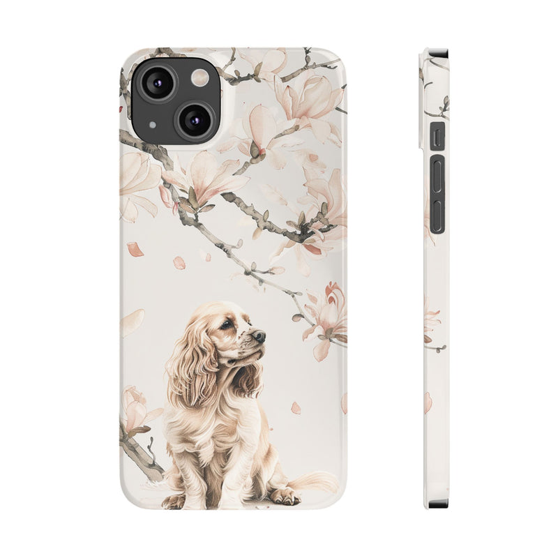 Cocker Spaniel with Flowers iPhone Slim Phone Cases