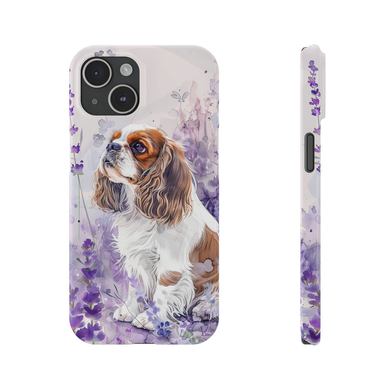 Cavalier King Charles Spaniel with Flowers Slim Phone Cases