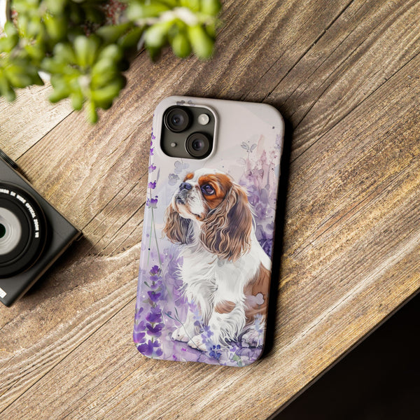 Cavalier King Charles Spaniel with Flowers Slim Phone Cases