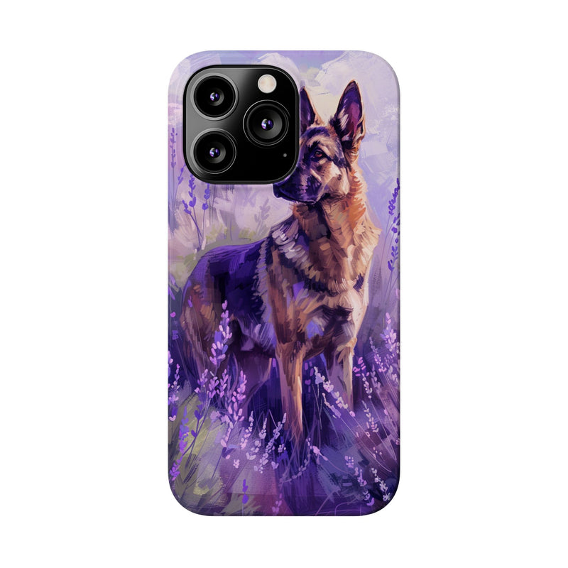 German Shepherd Dog with Flowers Slim iPhone Cases