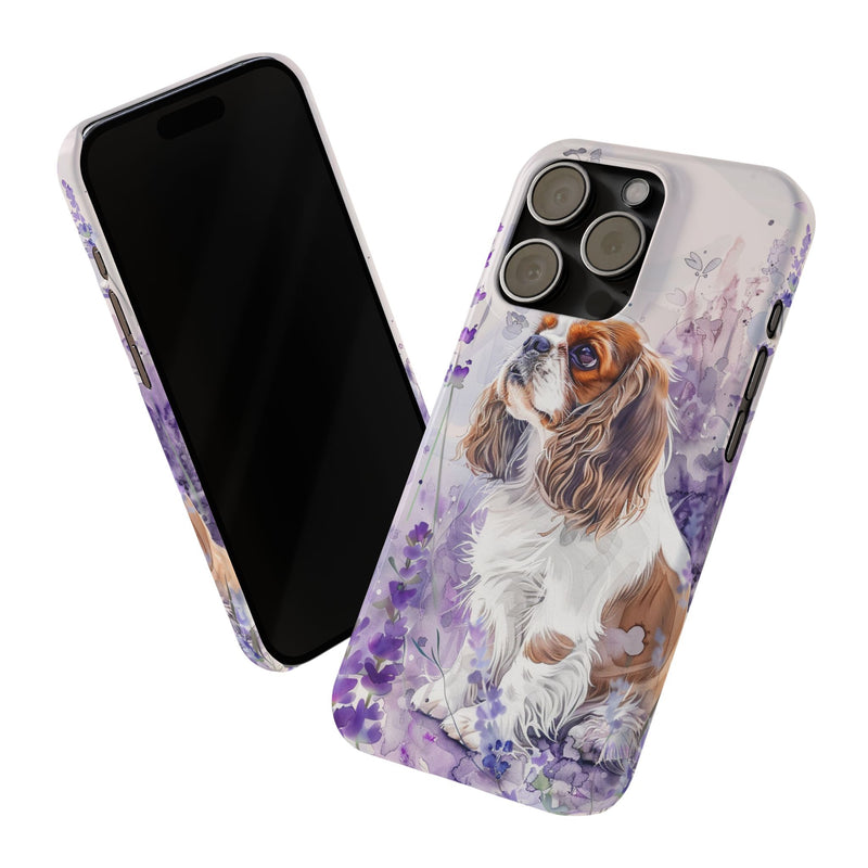 Cavalier King Charles Spaniel with Flowers Slim Phone Cases