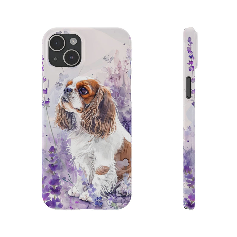 Cavalier King Charles Spaniel with Flowers Slim Phone Cases