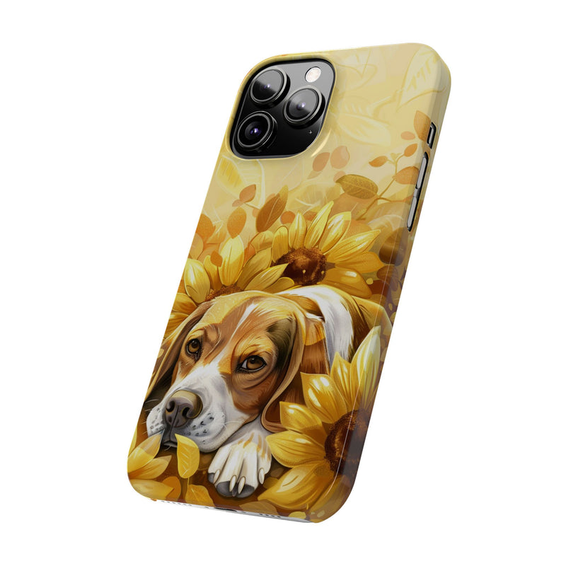 Beagle with Sunflowers i-Phone Cases