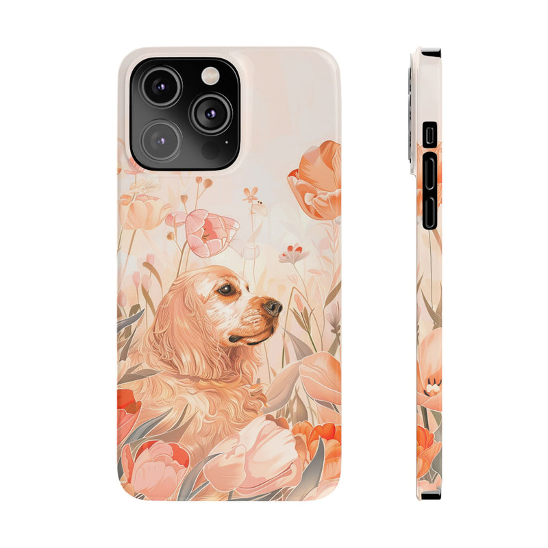 Cocker Spaniel with Flowers iPhone Slim Phone Cases