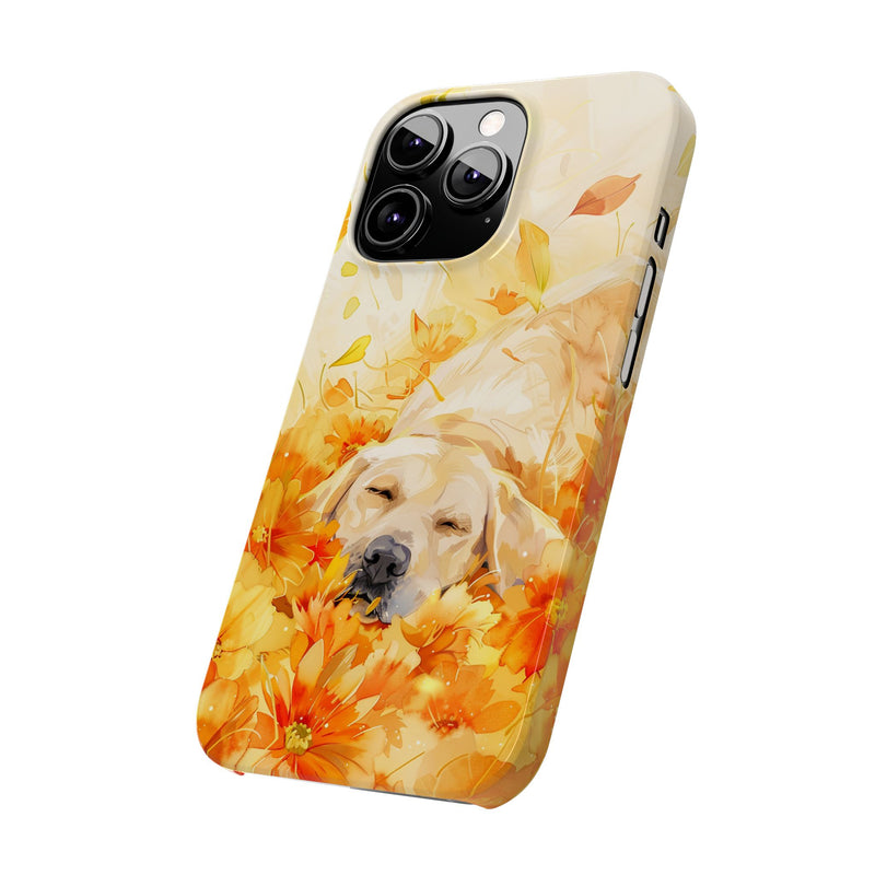 Labrador with Flowers Slim Phone Cases