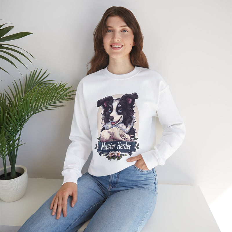 Master Herder Border Collie Unisex Crewneck Sweatshirt – Herding Sheep Design