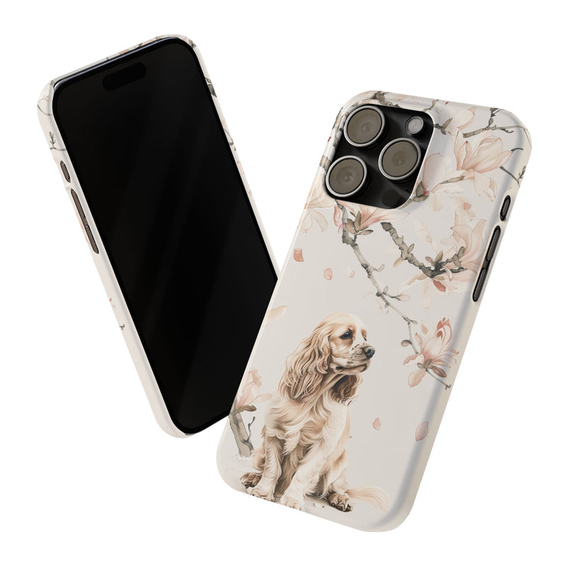 Cocker Spaniel with Flowers iPhone Slim Phone Cases