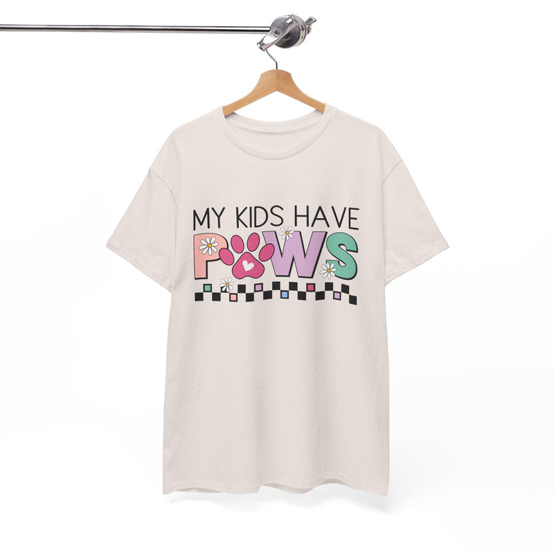 My Kids Have Paws Unisex Heavy Cotton T-shirt, Dog Mom Shirt, Dog Dad Gifts