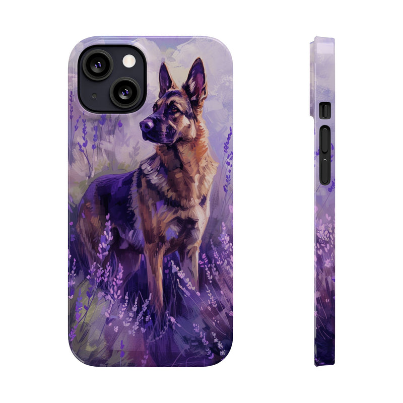 German Shepherd Dog with Flowers Slim iPhone Cases