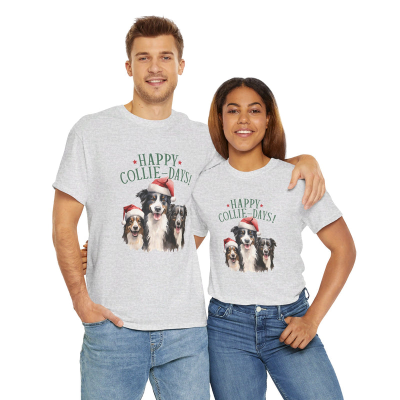 Happy Collie Days Border Collie Christmas Unisex Heavy Cotton Tee | Border Collie Christmas Gifts