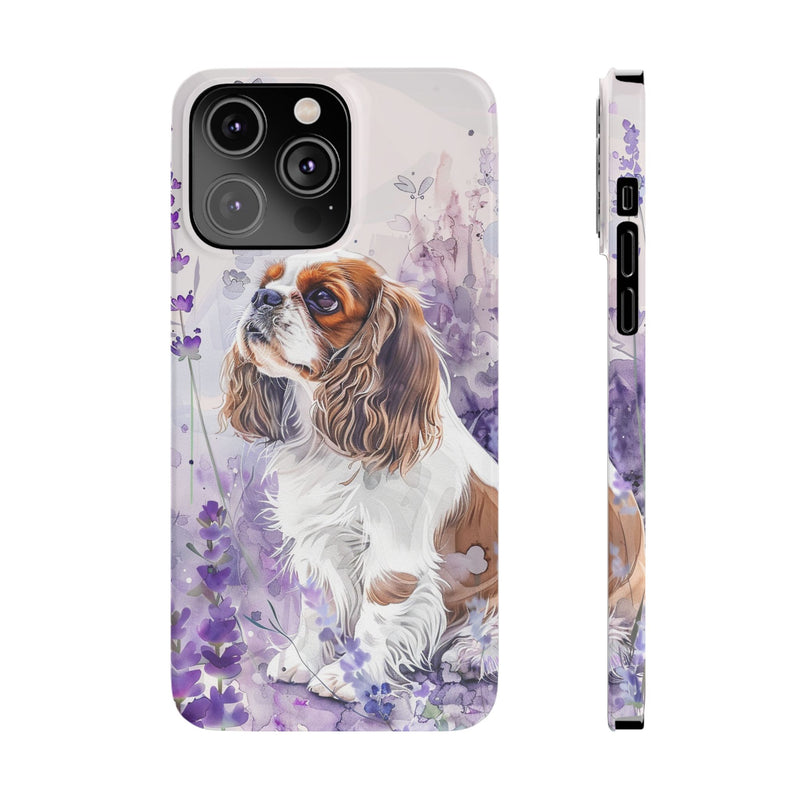 Cavalier King Charles Spaniel with Flowers Slim Phone Cases