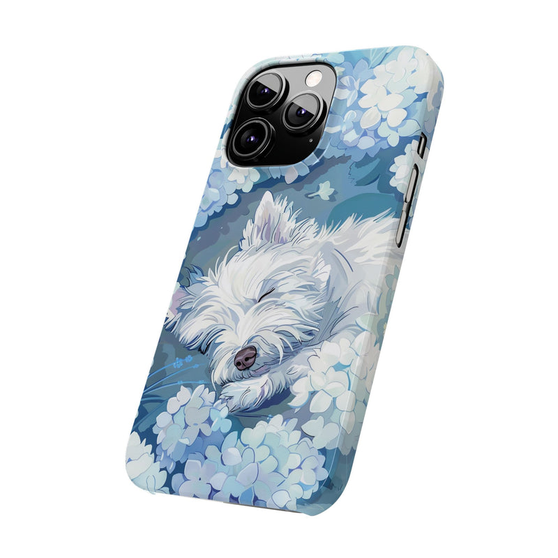 West Highland White Terrier with Flowers Slim iPhone Cases