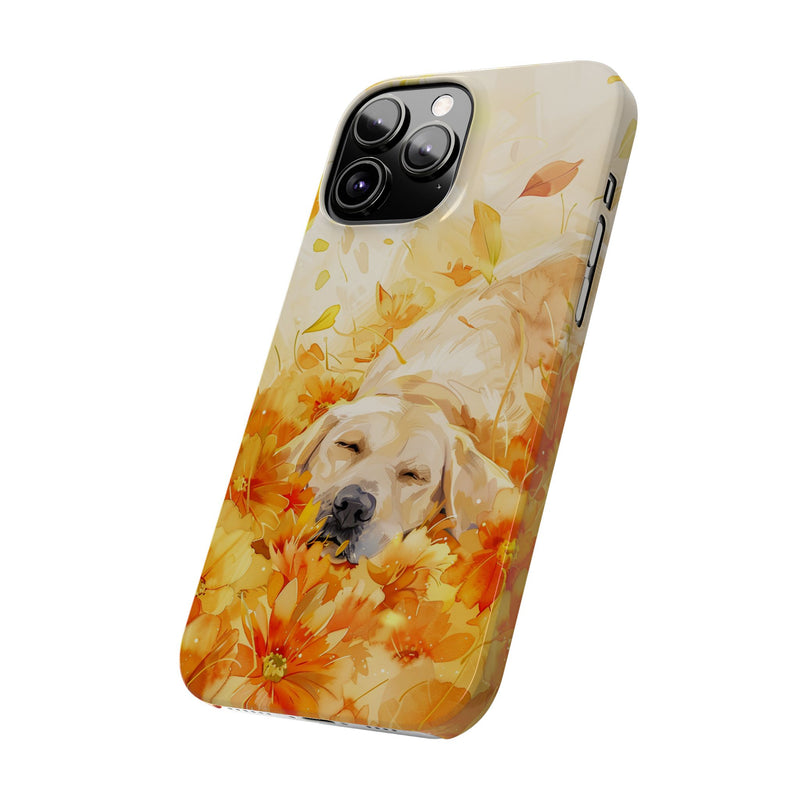 Labrador with Flowers Slim Phone Cases