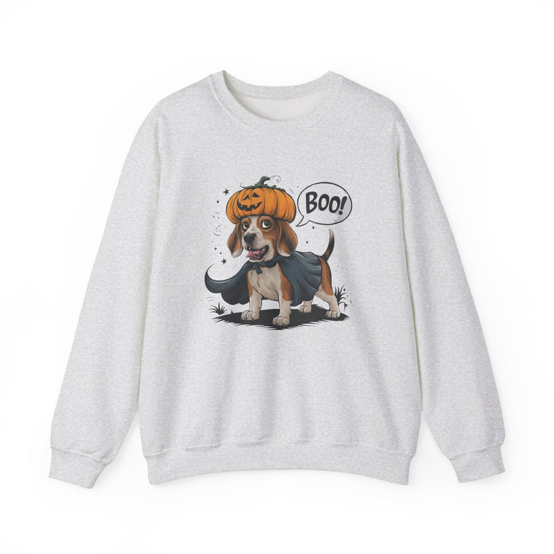 Beagle Halloween Sweatshirt – Cute Dog with Pumpkin & Boo Text