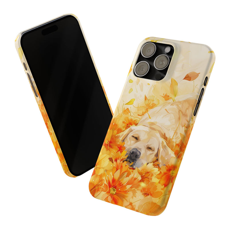 Labrador with Flowers Slim Phone Cases